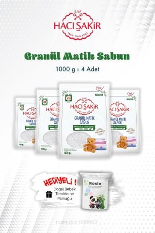 4 Adet 1000 gr Hacı Şakir Granül Matik Çamaşır Deterjanı ve ROSIE