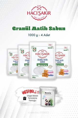 4 Adet 1000 gr Hacı Şakir Granül Matik Çamaşır Deterjanı ve ROSIE