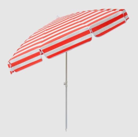 Plaj Şemsiyesi 8 Telli Kırmızı Beyaz Renkli 200 CM Çap Eğim Verilebilir