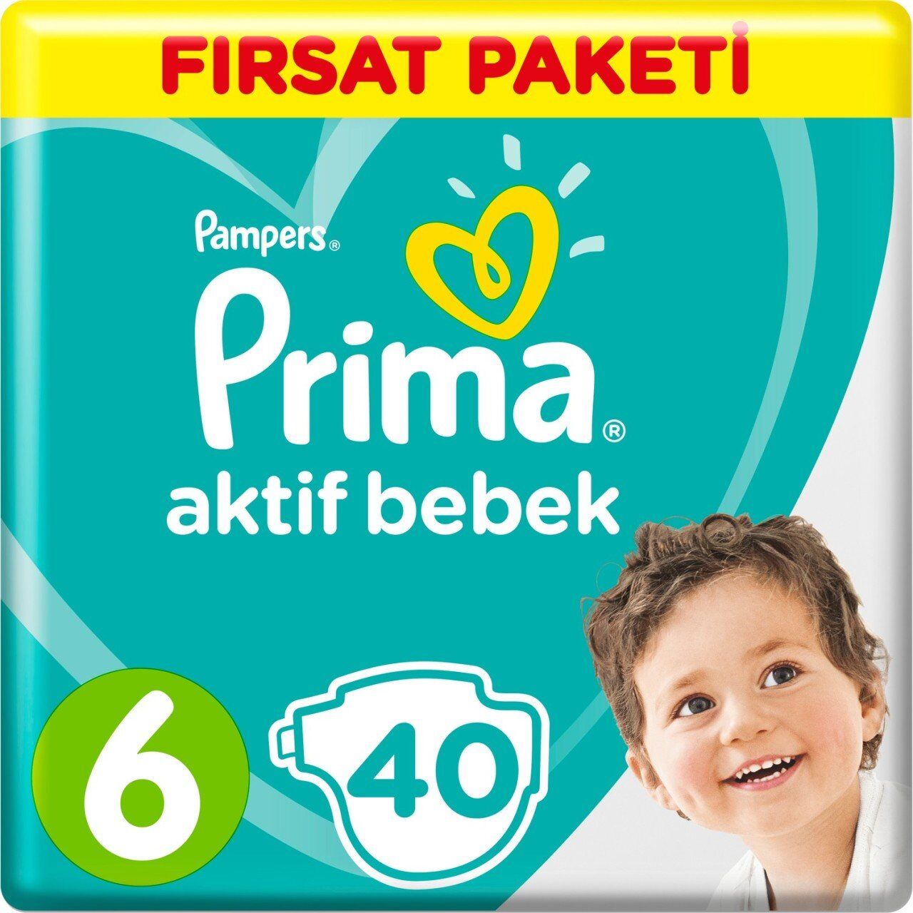 Prima Bebek Bezi Aktif Bebek 6 Beden 40 Adet Ekstra Large Fırsat Paketi