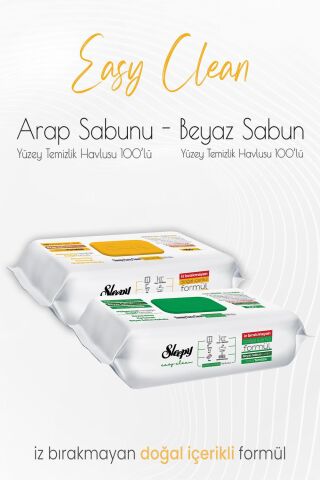 Sleepy Easy Clean Yüzey Temizlik Havlusu 100' lü ve Arap Sabunu Katkılı 100'lü