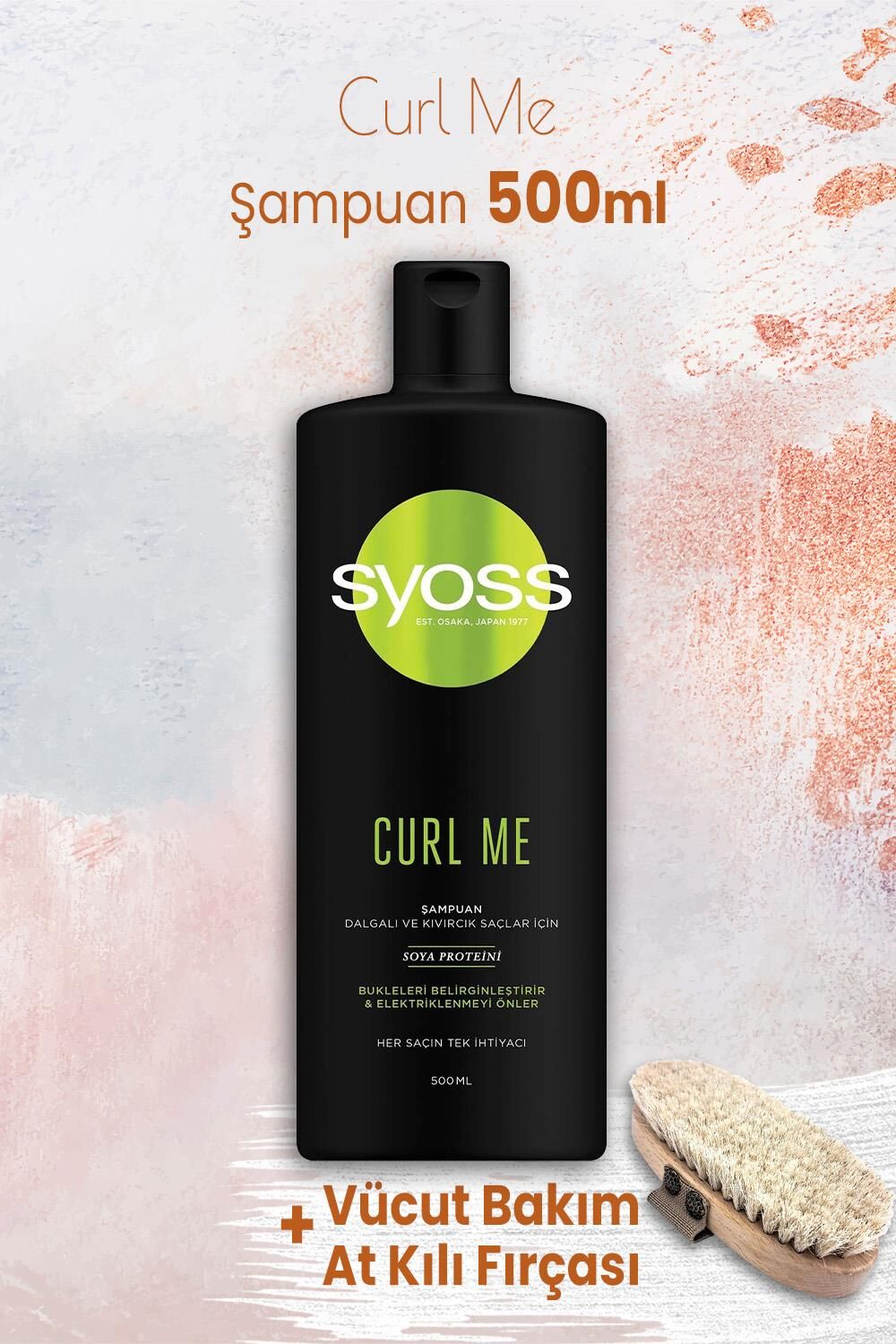 Syoss Curl Me Şampuan 500 ml ve Vücut Bakım At Kılı Fırçası