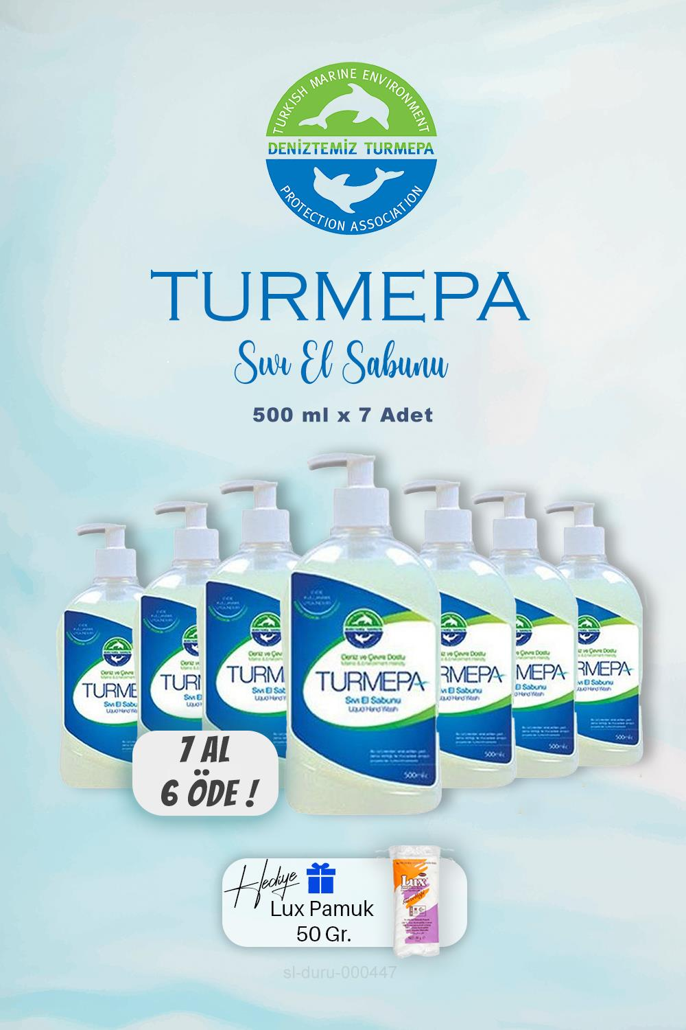 Turmepa Sıvı Sabun 500 ml, 7 AL 6 ÖDE Pamuk Hediyeli