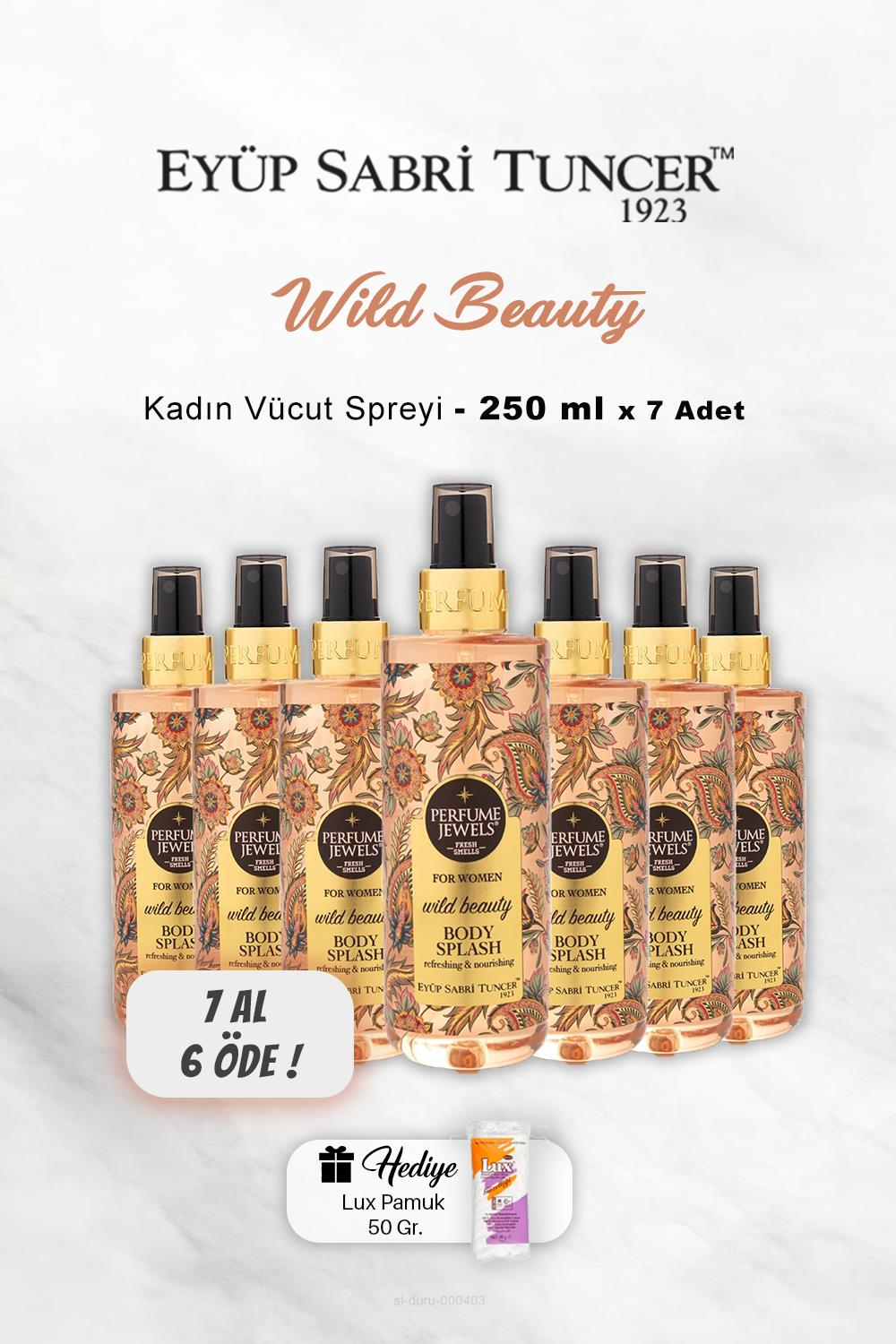 7 AL 6 ÖDE Eyüp Sabri Tuncer Vücut Spreyi Wild Beauty 250 ml, Pamuk Hediyeli