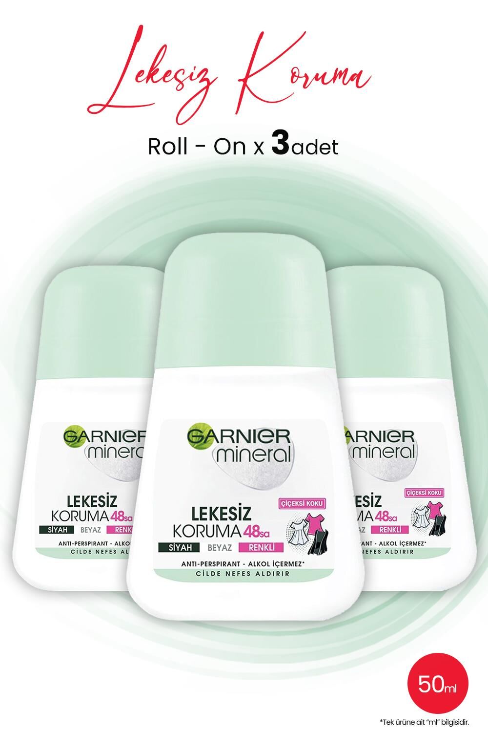 Garnıer Mineral Roll On Lekesiz Koruma 48 Saat 50 ML x 3 Adet