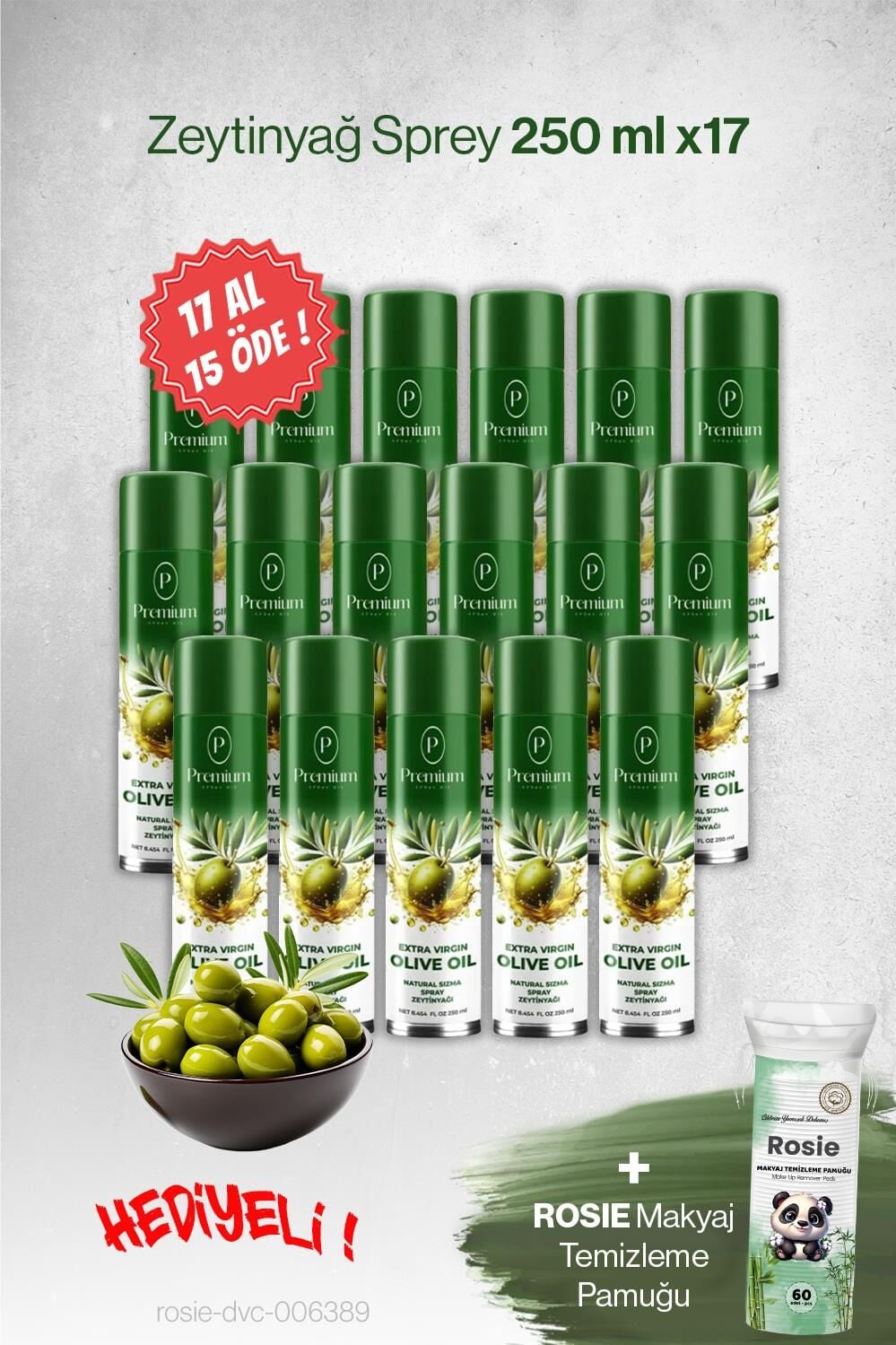 Premium 17 AL 15 ÖDE, 250 ML Zeytinyağ Sprey, Hediyeli