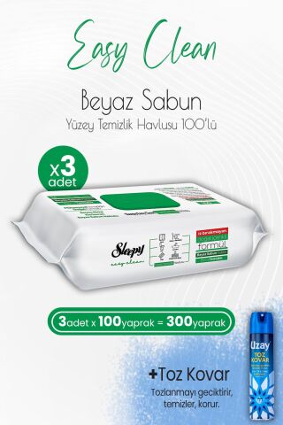 Sleepy Easy Clean Yüzey Temizlik Havlusu 100' lü x 3 Adet ve Toz Kovar