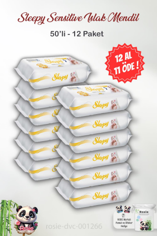 12 AL 11 ÖDE Sleepy 50'li Sensitive Islak Bebek Mendil ve ROSIE