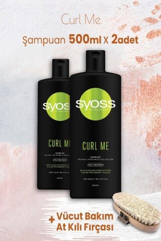 Syoss Curl Me Şampuan 500 ml x 2 Adet ve Vücut Bakım At Kılı Fırçası