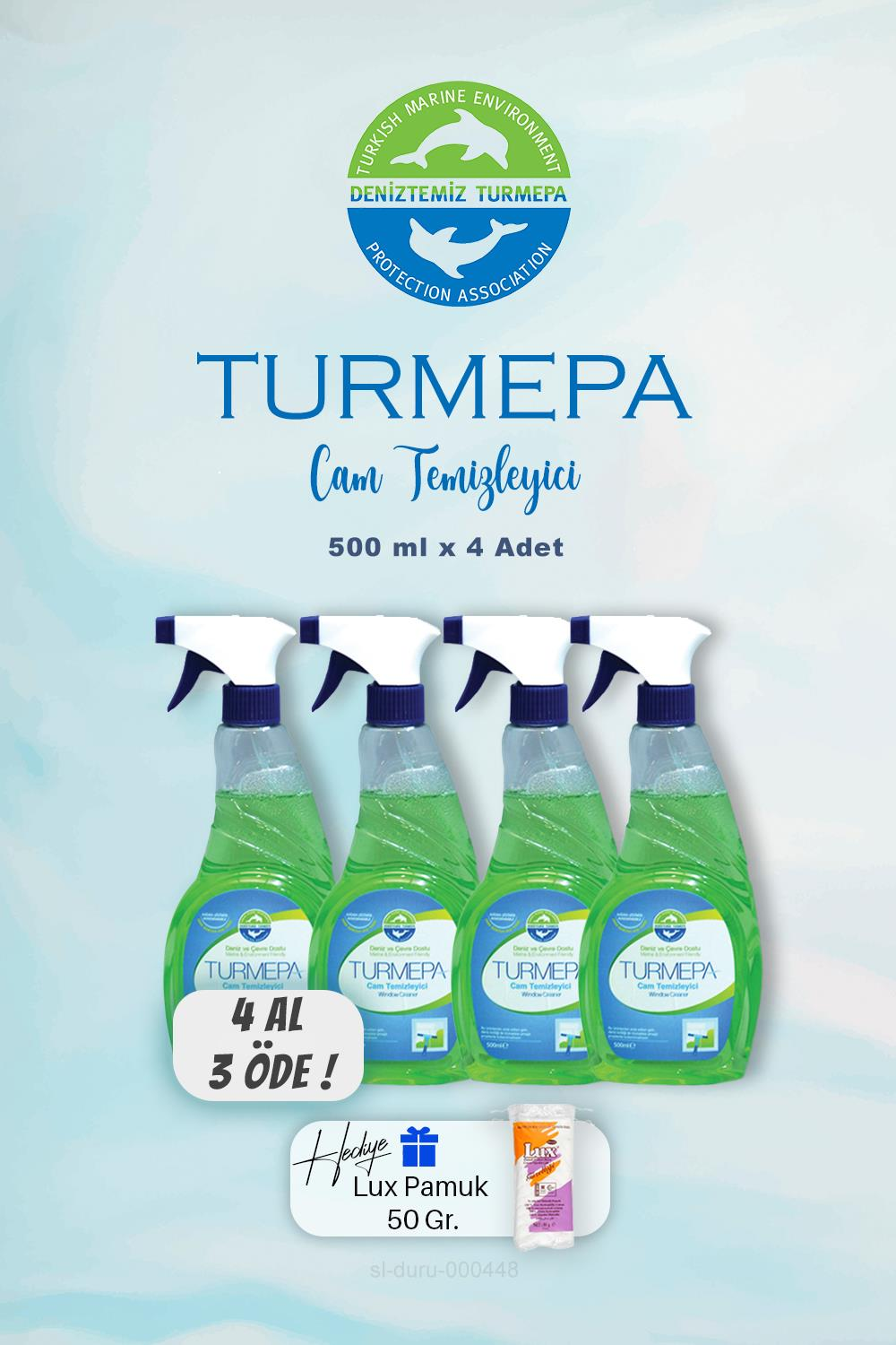 Turmepa Cam Temizleyici 500 ml, Turmepa Cam Temizleyici 500 ml, 4 AL 3 ÖDE Pamuk Hediyeli