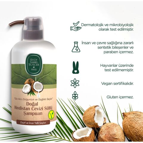 Eyüp Sabri Tuncer Doğal Hindistan Cevizi Sütlü Şampuan 600 ml