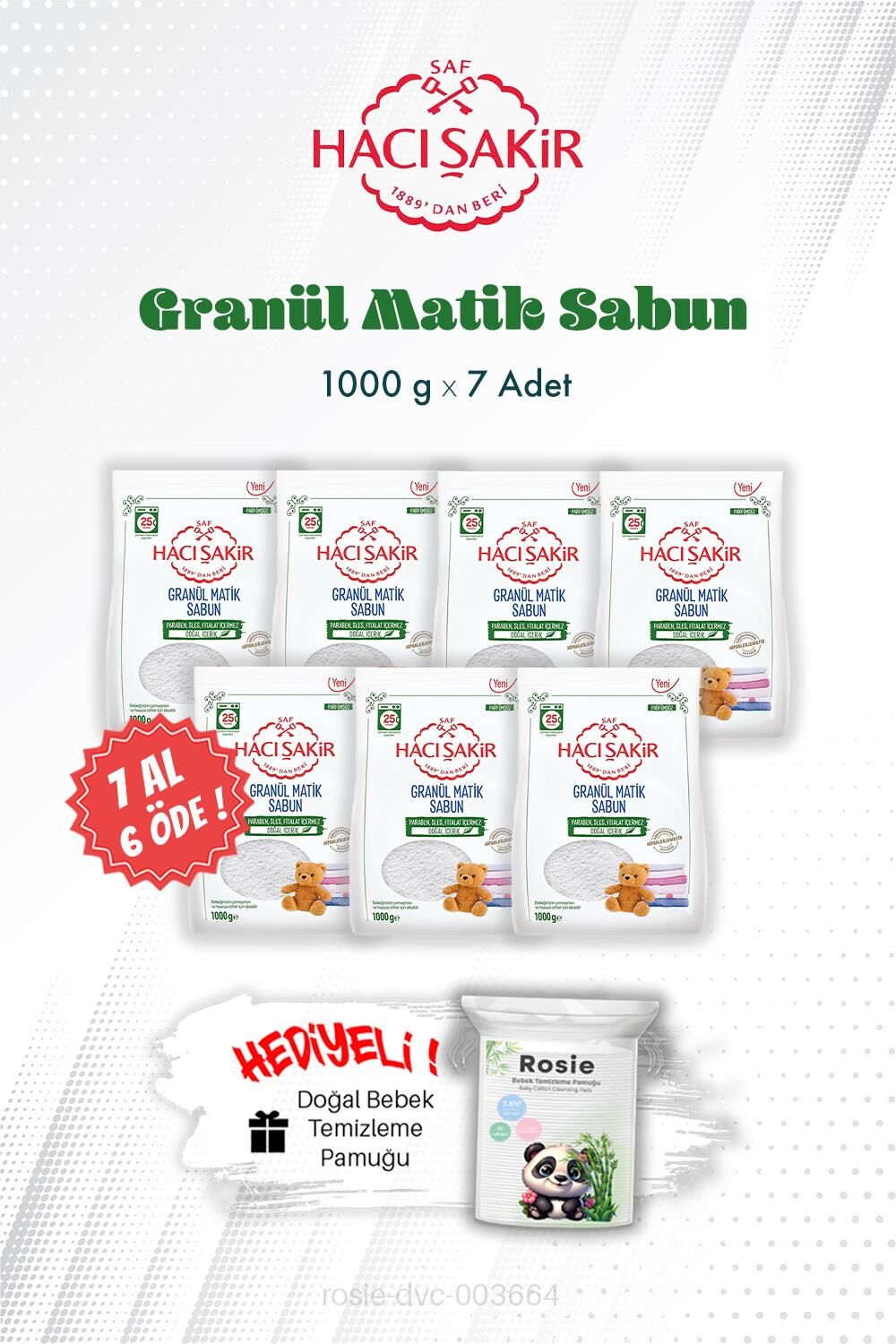 7 AL 6 ÖDE 1000 gr Granül Matik Çamaşır Deterjanı ve ROSIE