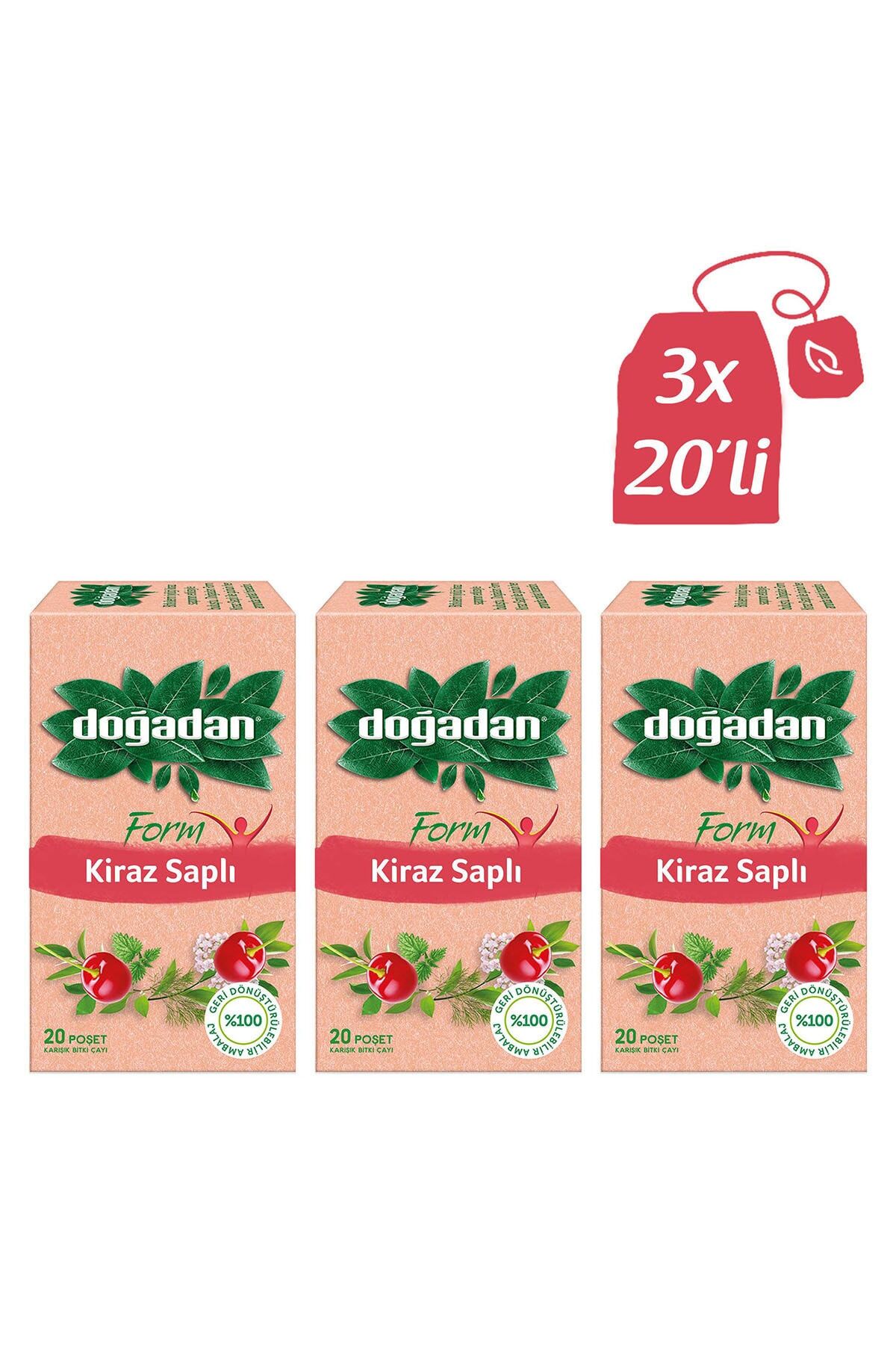 Doğadan Form Çay Kiraz Saplı 20'li x 3 Adet