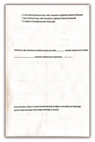 Düvenci İş Sağlığı ve Güvenliği Defteri, Kurul Karar Defteri