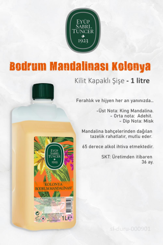 Eyüp Sabri Tuncer Bodrum Mandalinası Kolonya 1 lt Kilit Kapaklı ve ROSIE