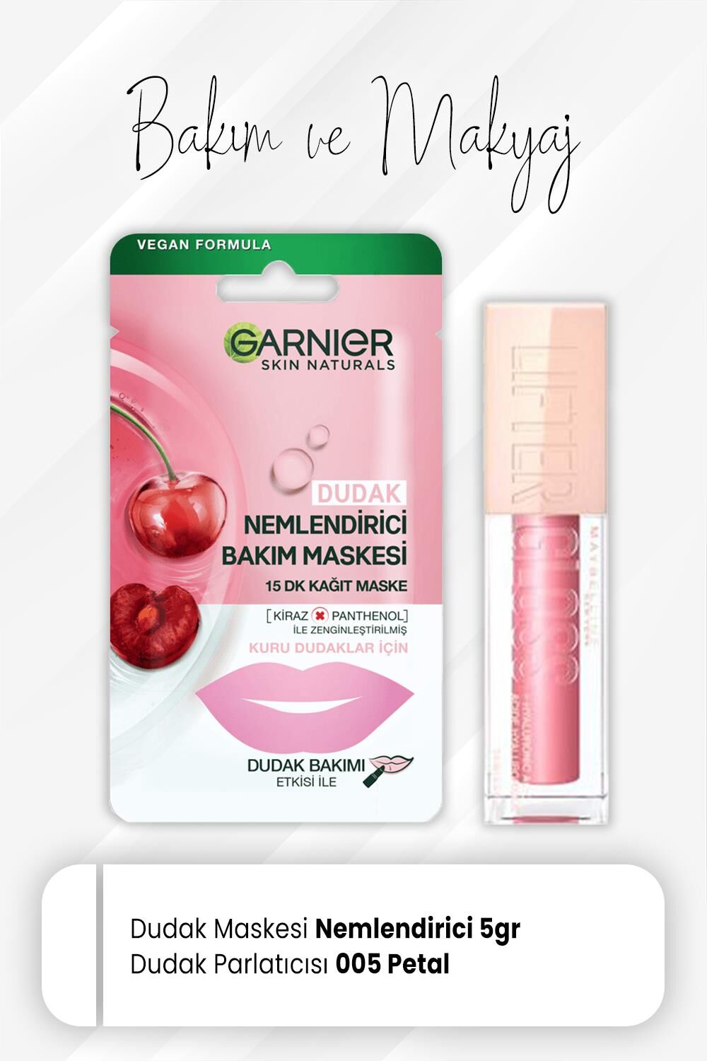 Garnier Dudak Kağıt Bakım Maskesi ve Lifter Gloss 005 Petal