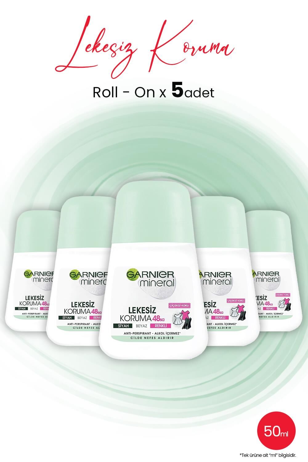 Garnıer Mineral Roll On Lekesiz Koruma 48 Saat 50 ML x 5 Adet