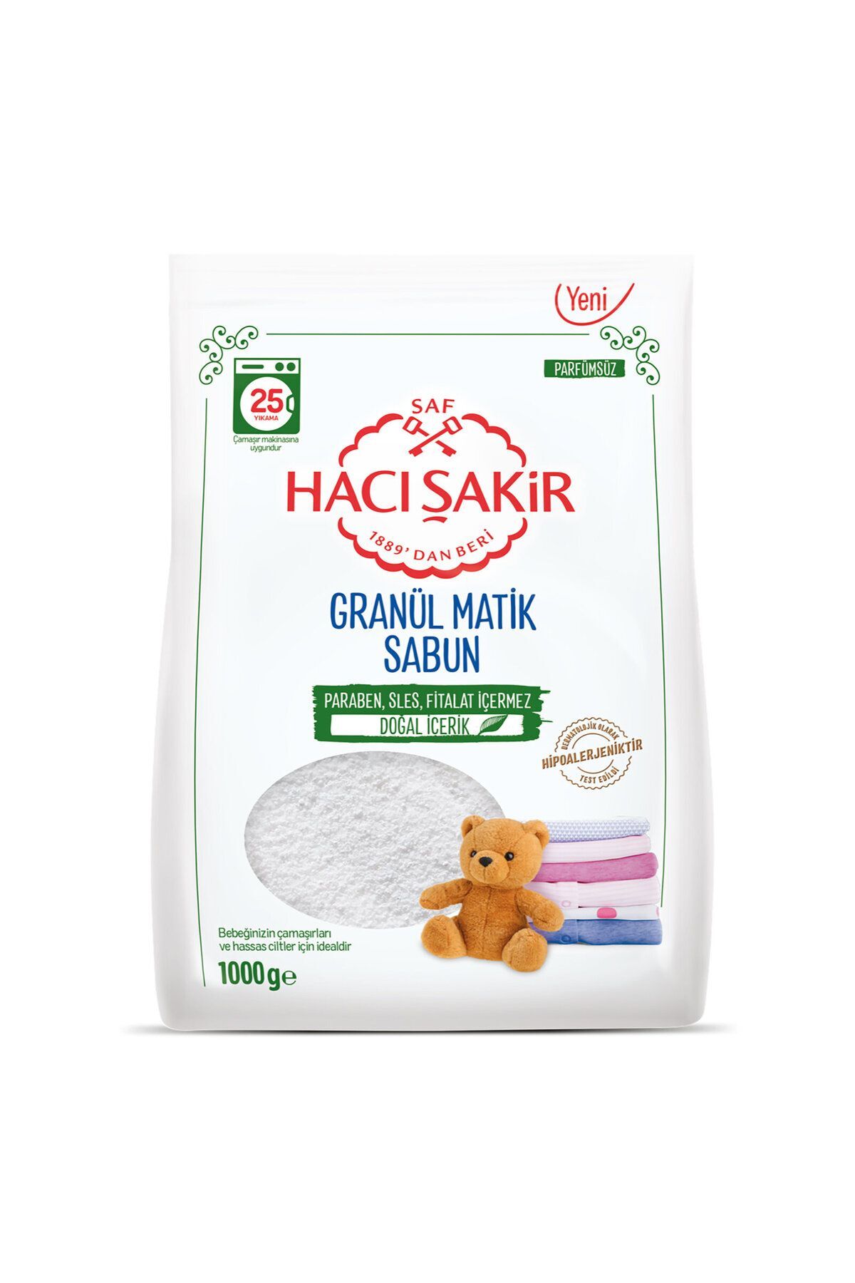 Hacı Şakir Granül Matik Bebekler ve Hassas Ciltler İçin Çamaşır Deterjanı 1000 gr