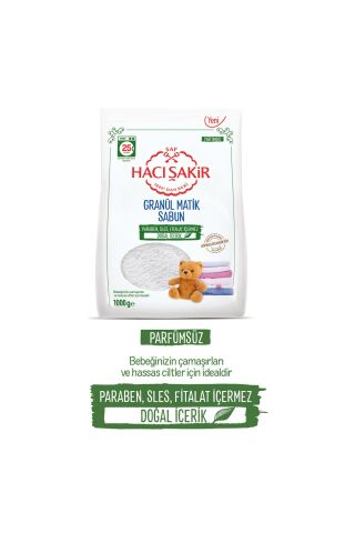 Hacı Şakir Granül Matik Bebekler ve Hassas Ciltler İçin Çamaşır Deterjanı 1000 gr