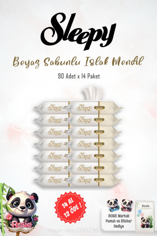 14 AL 12 ÖDE Sleepy Beyaz Sabun Kokulu Islak Havlu Mendil 90 Adet ve ROSIE