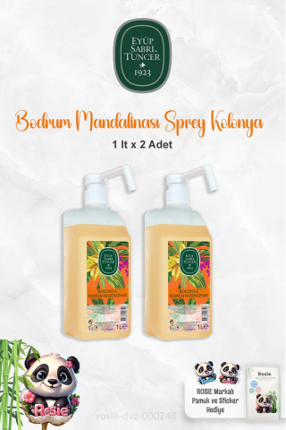 2 Adet Eyüp Sabri Tuncer Bodrum Mandalinası Sprey Başlıklı Kolonya 1 lt  ve ROSIE