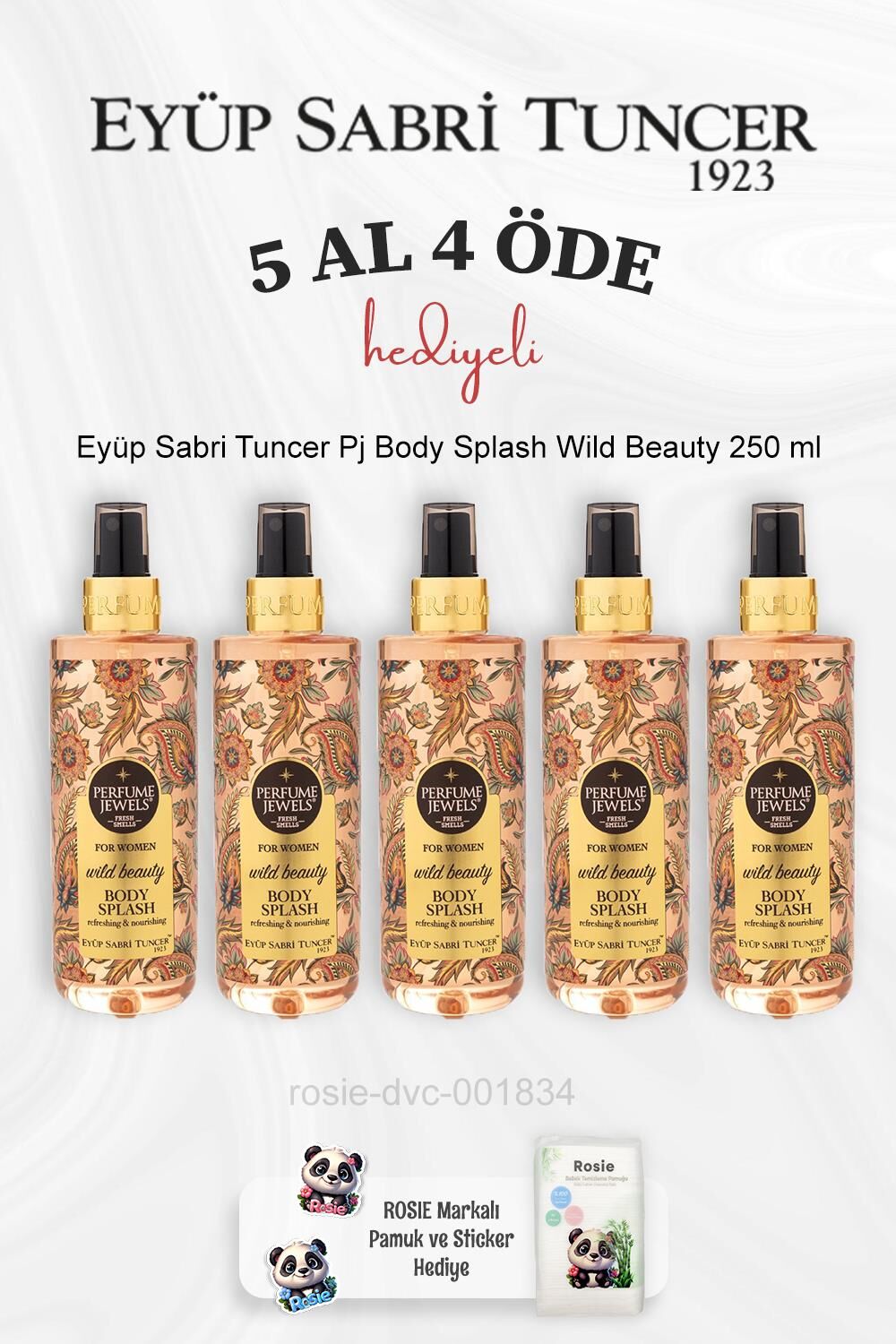 Eyüp Sabri Tuncer Pj Body Splash Wild Beauty 250 ml 5 Al 4 Öde ve Rosie Pamuk