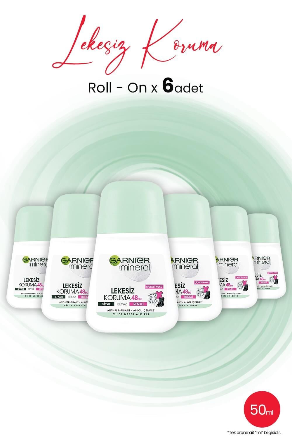 Garnıer Mineral Roll On Lekesiz Koruma 48 Saat 50 ML x 6 Adet