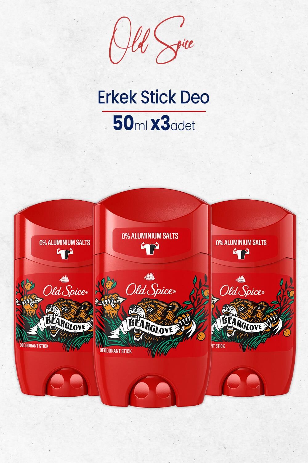 Old Spice Bearglove Erkek Stick Deodorant 50 ml x 3 adet