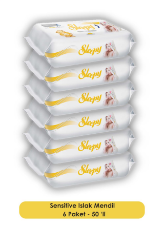 Sleepy  6 Adet Sensitive Islak Bebek Mendil 50'li,Bebek Örtüsü 10'lu ve ROSIE