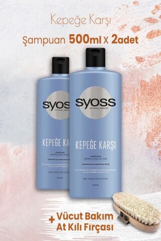 Syoss Kepeğe Karşı Şampuan 500 ml x 2 Adet ve Vücut Bakım At Kılı Fırçası