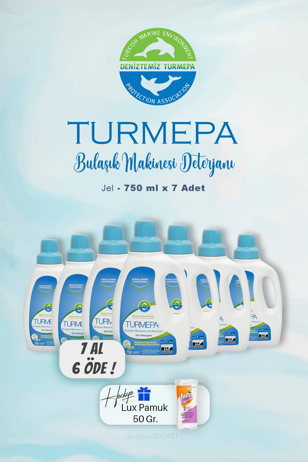 7 AL 6 ÖDE Turmepa Jel Bulaşık Makinesi Deterjanı 750 ml, Pamuk Hediyeli
