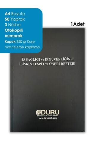 Düvenci İş Sağlığı Güvenliği Tespit Öneri ve İşe Giriş Muayene Defteri