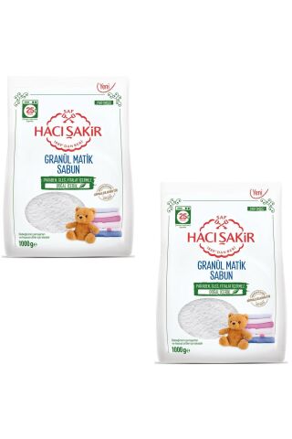 Hacı Şakir Granül Matik Bebekler Ve Hassas Ciltler Için Çamaşır Deterjanı 1000 gr 2 Adet