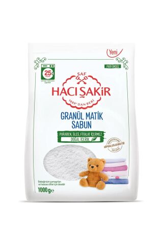 Hacı Şakir Granül Matik Bebekler Ve Hassas Ciltler Için Çamaşır Deterjanı 1000 gr 2 Adet
