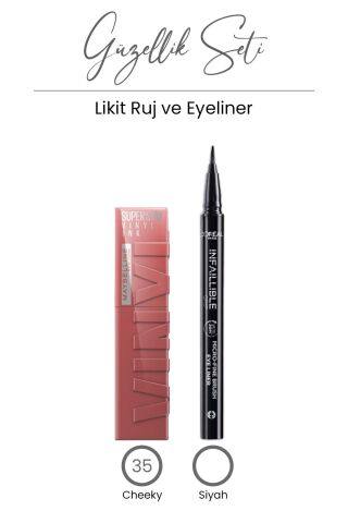 Loreal Paris Infaillible Grip Eyeliner 01 Siyah ve Vinyl Ink Likit Ruj 35