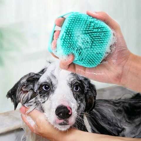 Düvenci Toptan Şampuan Hazneli Silikon Kedi Köpek Yıkama Fırçası