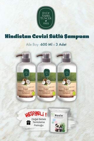 600 ML Hindistan Cevizi Sütlü Şampuan X 3 ve ROSIE Hediyeli