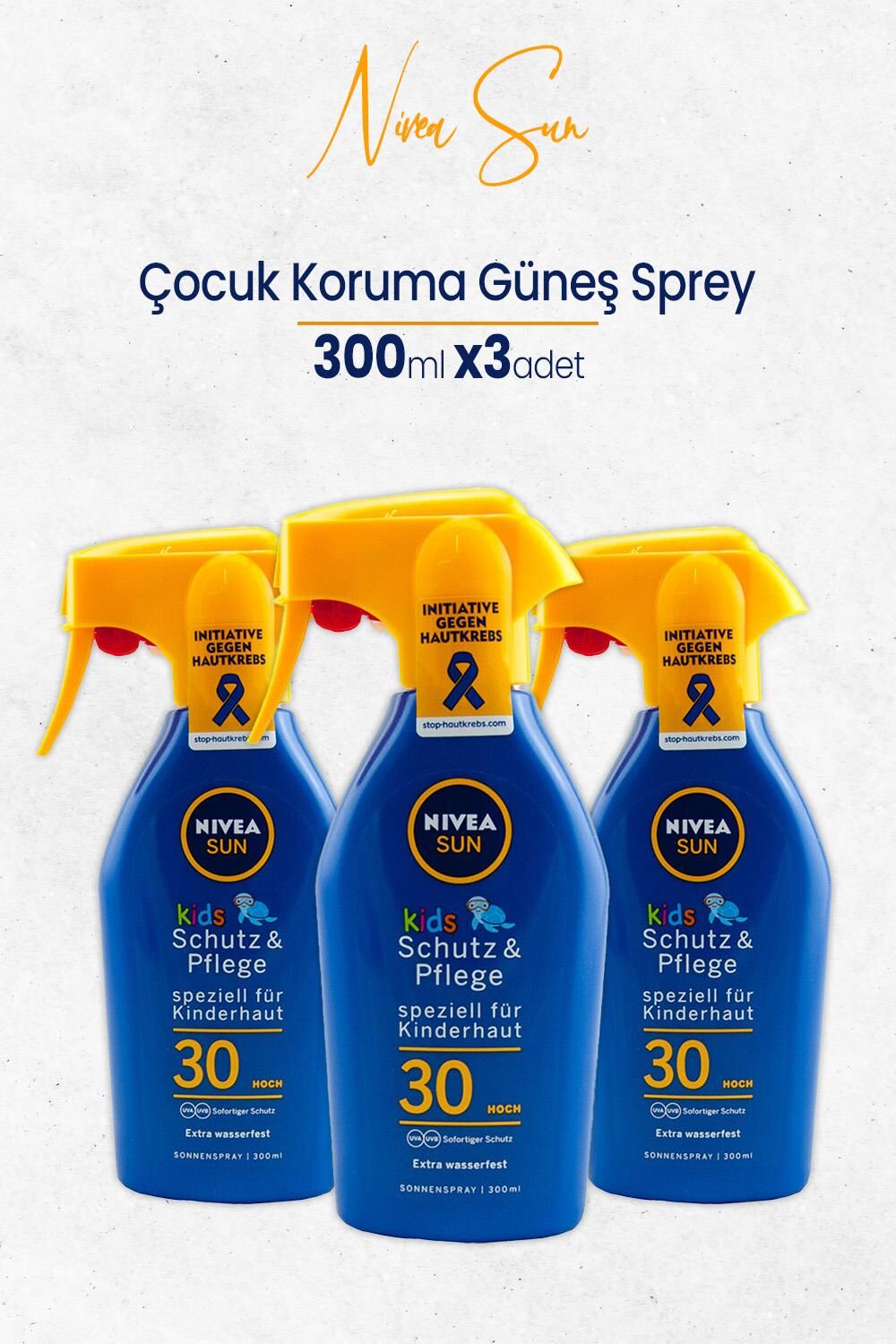 Nivea Sun Çocuk Koruma Güneş Spreyi 300 ml SPF 30 x 3 adet