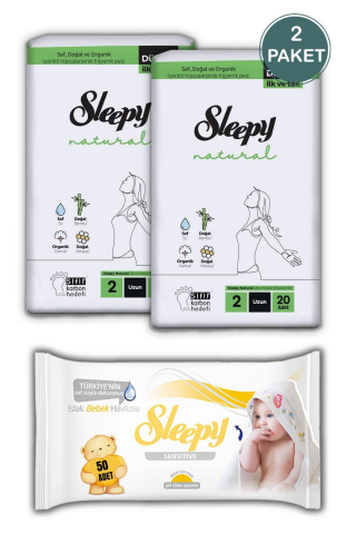Sleepy Natural Ultra Hassas Hijyenik Ped Uzun 40 Adet, Sensitive 50'li Islak Mendil ve ROSIE