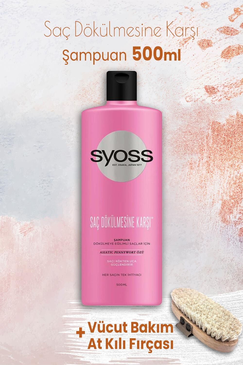 Syoss Şampuan Saç Dökülmesine Karşı 500 ml ve Vücut Bakım At Kılı Fırçası