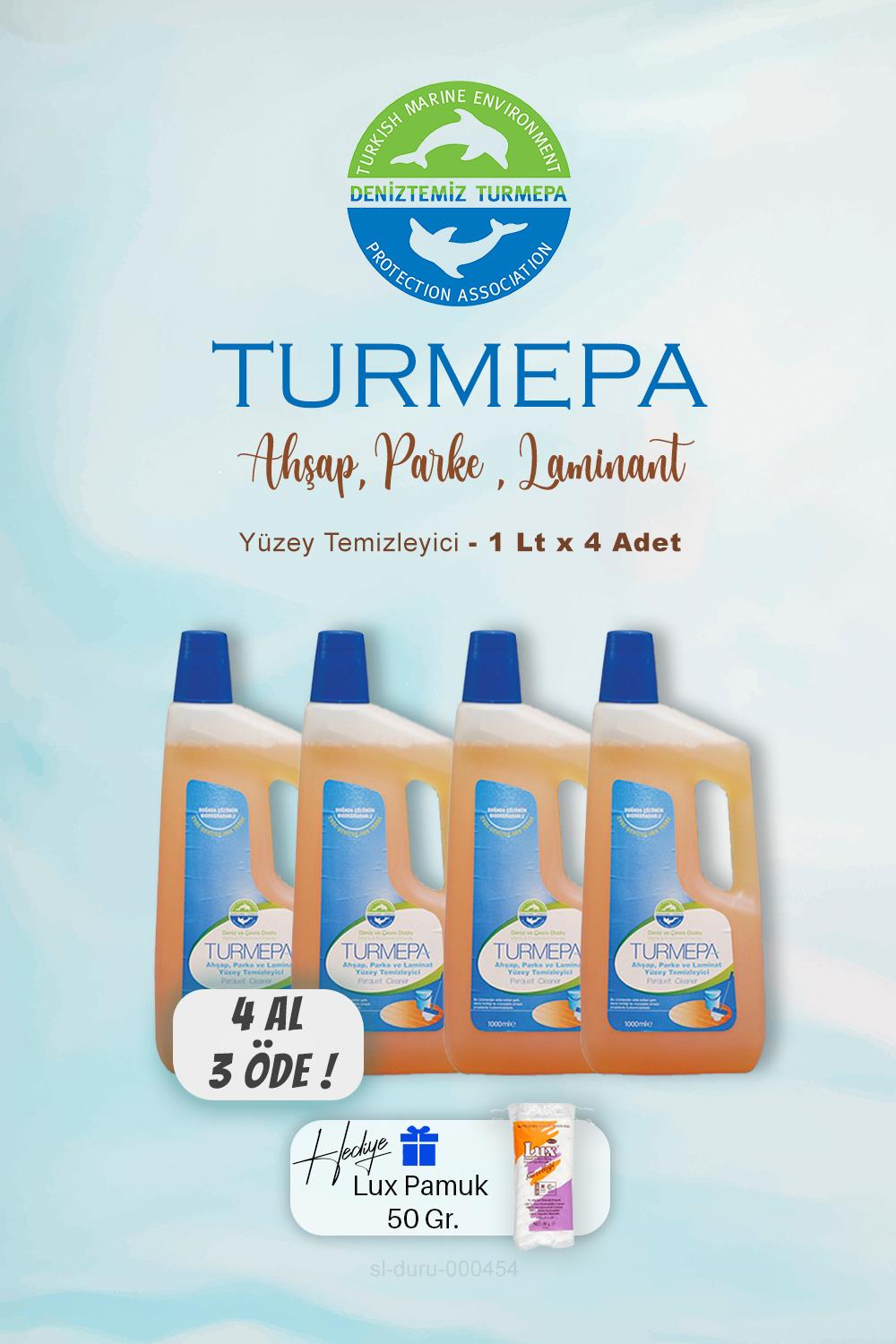 Turmepa Ahşap Yüzey Temizleyicisi 1000 ml, 4 AL 3 ÖDE Pamuk Hediyeli