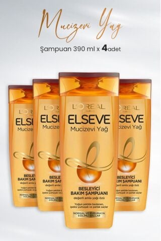 Elseve Mucizevi Yağ Besleyici Bakım Şampuanı Amla Yağı 390 ml X 4 Adet