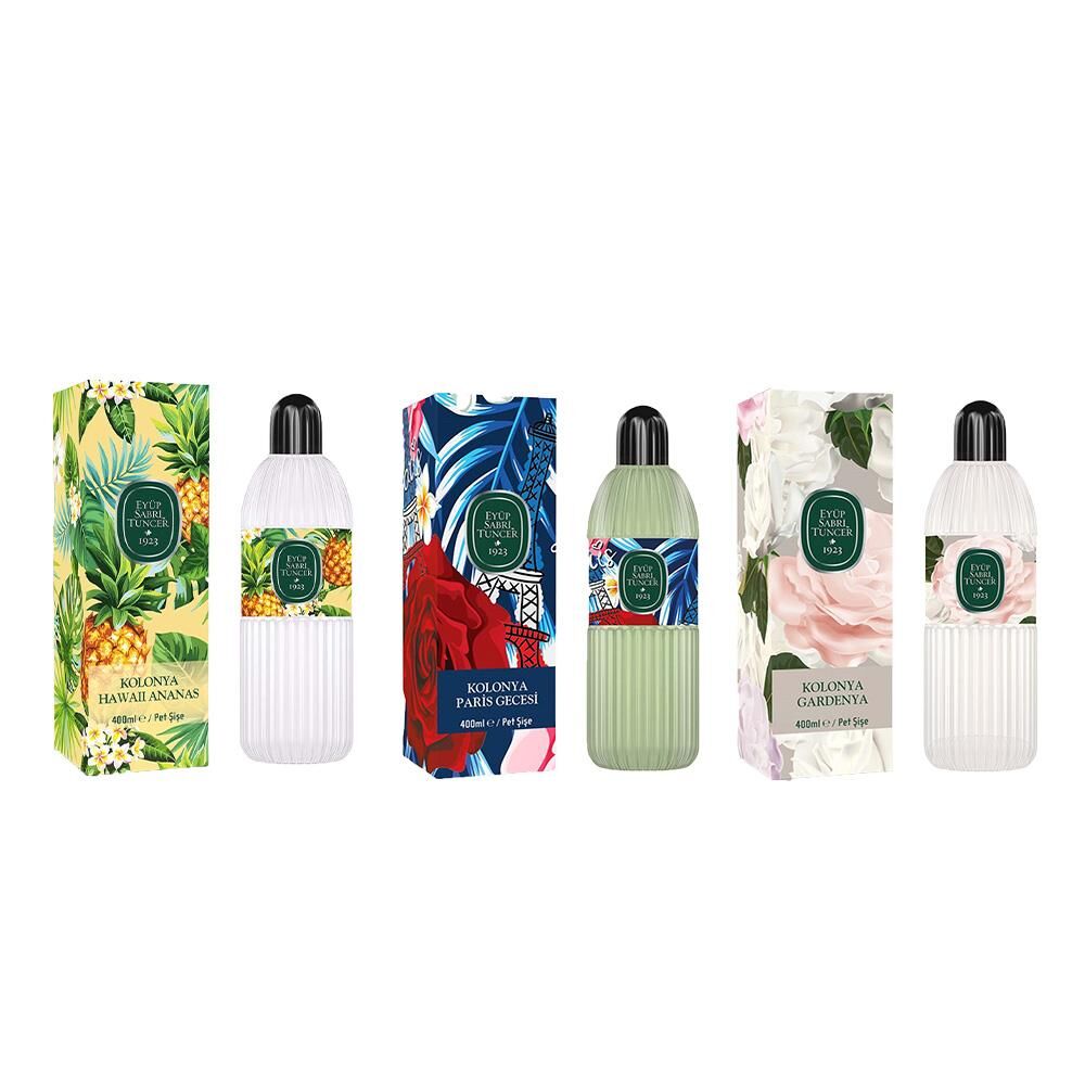 Eyüp Sabri Tuncer Kolonya Hawaii Ananas, Paris Gecesi ve Gardenya Pet Şişe 400 ml