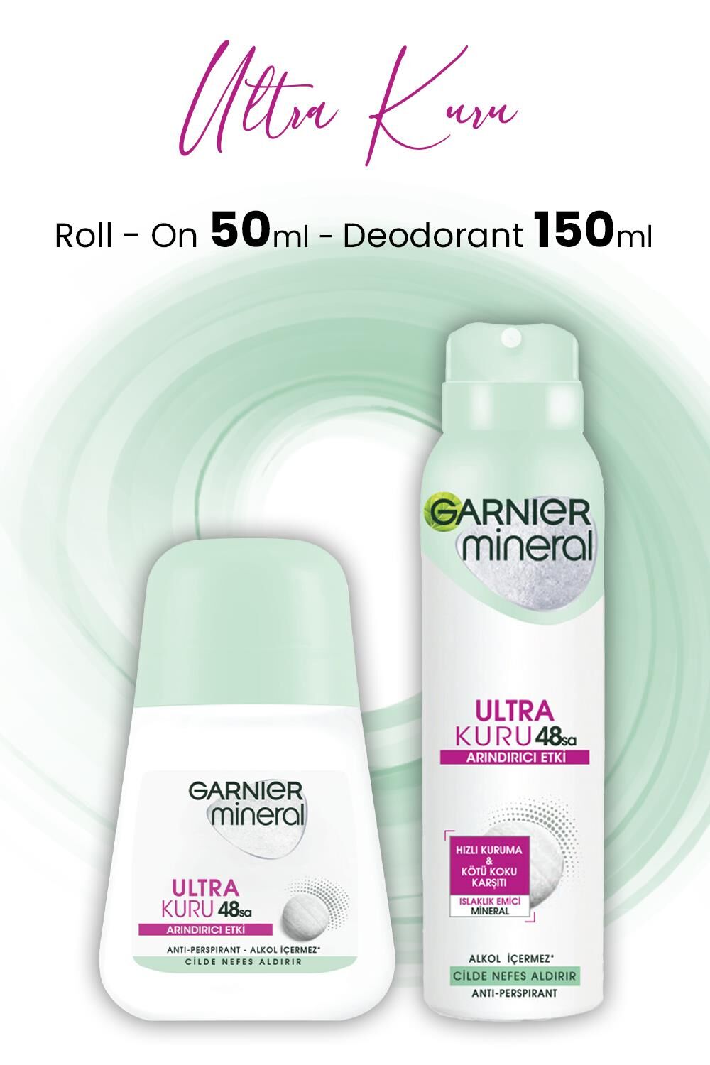 Garnier Mineral Ultra Kuru Roll-On 50 ml ve Deodorant 150 ml