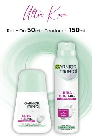 Garnier Mineral Ultra Kuru Roll-On 50 ml ve Deodorant 150 ml