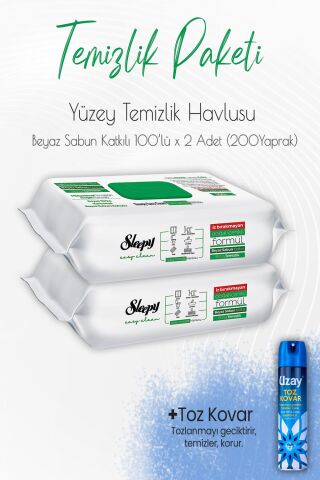 Düvenci Temizlik Paketi 4 (Beyaz Sabun Temizlik Havlusu 200 Yaprak ve Toz Kovar)