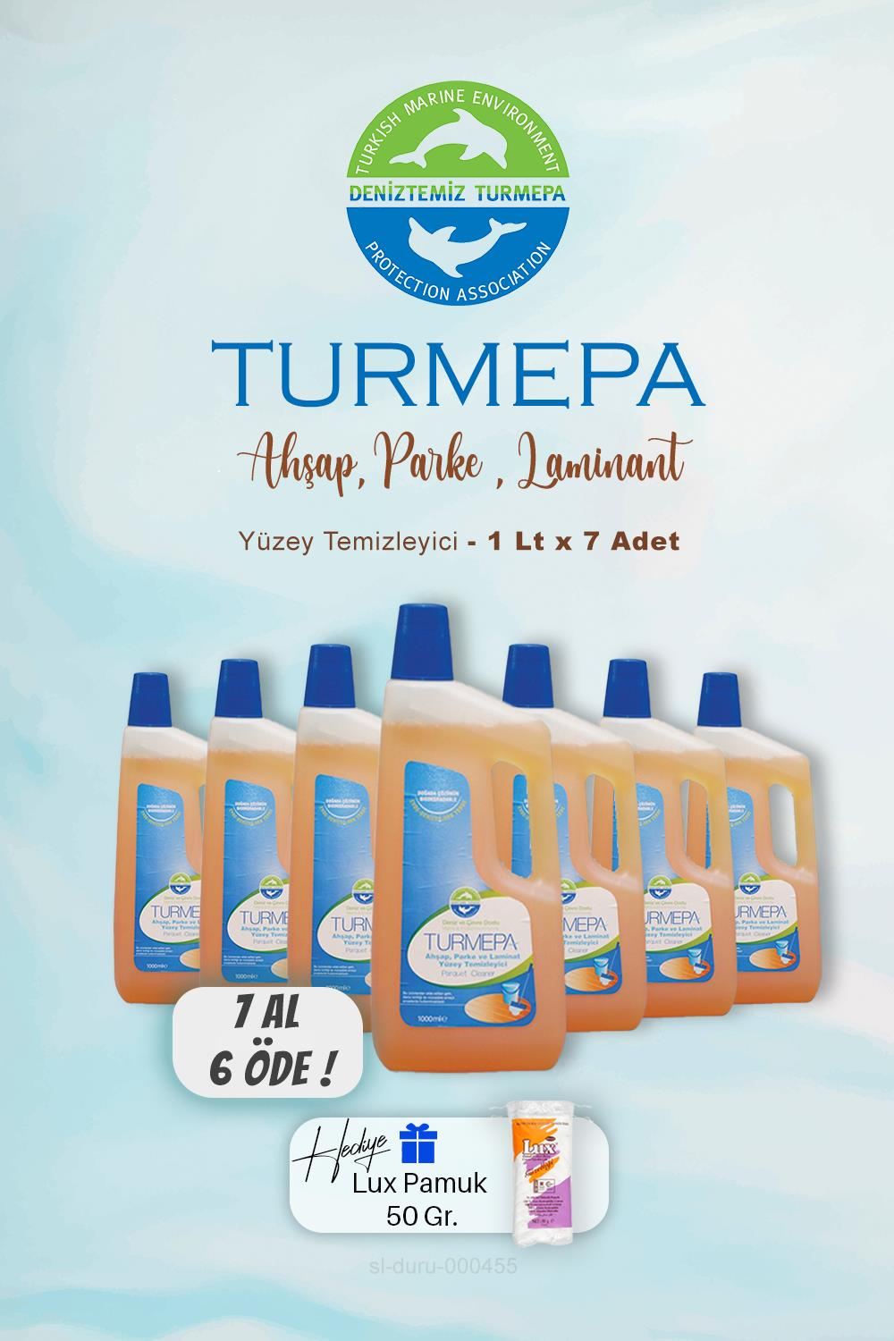 Turmepa Ahşap Yüzey Temizleyicisi 1000 ml, 7 AL 6 ÖDE ve Hediye Pamuk