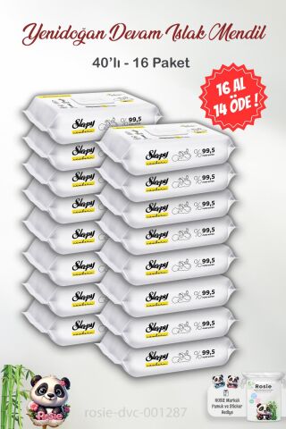 Sleepy 16 AL 14 ÖDE Yenidoğan Devam Islak Havlu 40'lı ve ROSIE