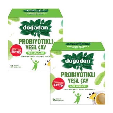 Doğadan Probiyotikli Yeşil Çay Açai Ananaslı 14'lü x 2 Adet