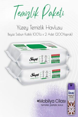 Düvenci Temizlik Paketi 7 (Beyaz Sabun Temizlik Havlusu 200 Yaprak ve Mobilya Cilası)